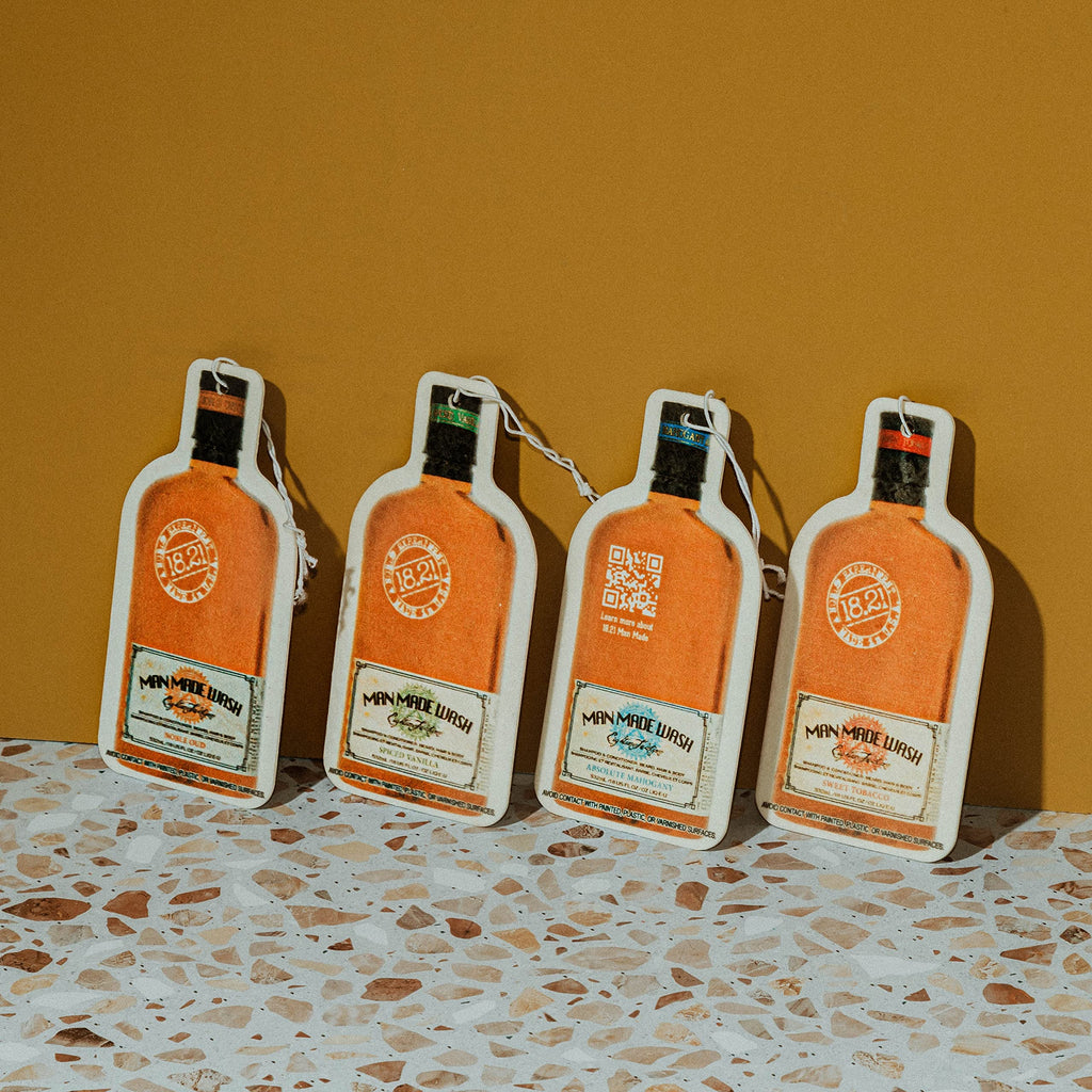 18.21 Man Made Premium Hanging Air Freshener Luxurious Original Four-Scent Variety-Pack, Long Lasting Fragrance for Car, Gym Bag, Travel Luggage or Closet.