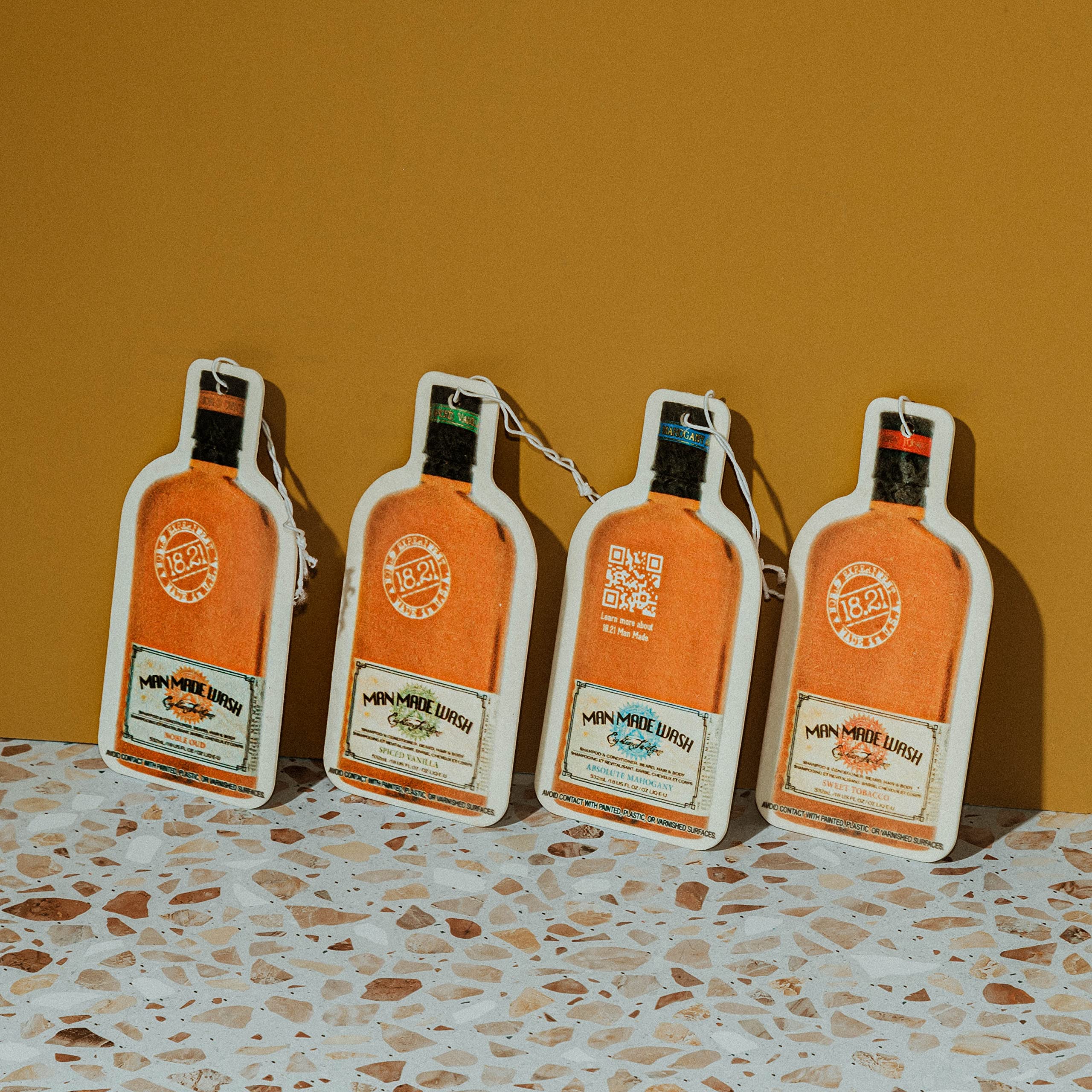 18.21 Man Made Premium Hanging Air Freshener Luxurious Original Four-Scent Variety-Pack, Long Lasting Fragrance for Car, Gym Bag, Travel Luggage or Closet.