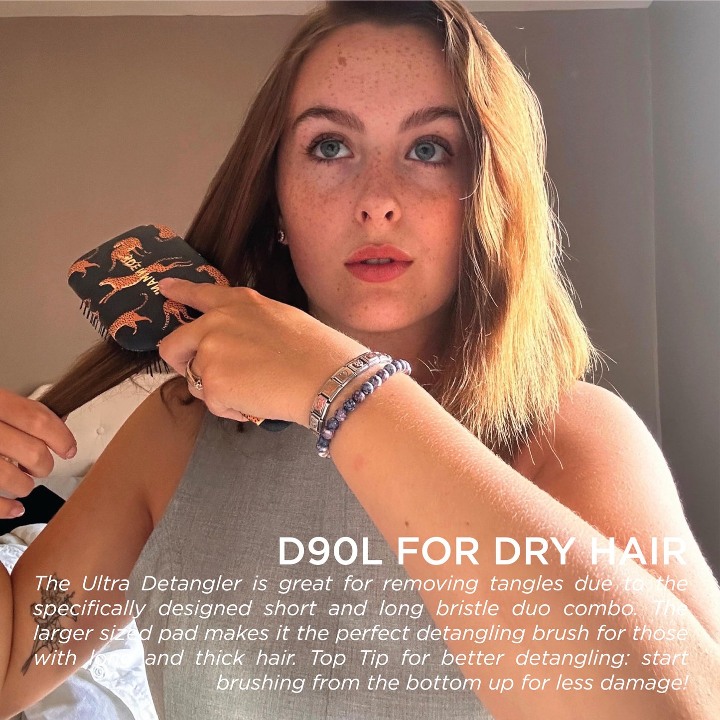 Denman Ultra Detangler Paddle Hairbrush, Best for Long Hair, Wigs and Extensions for Tug Free Detangling - (Leopard) D90L