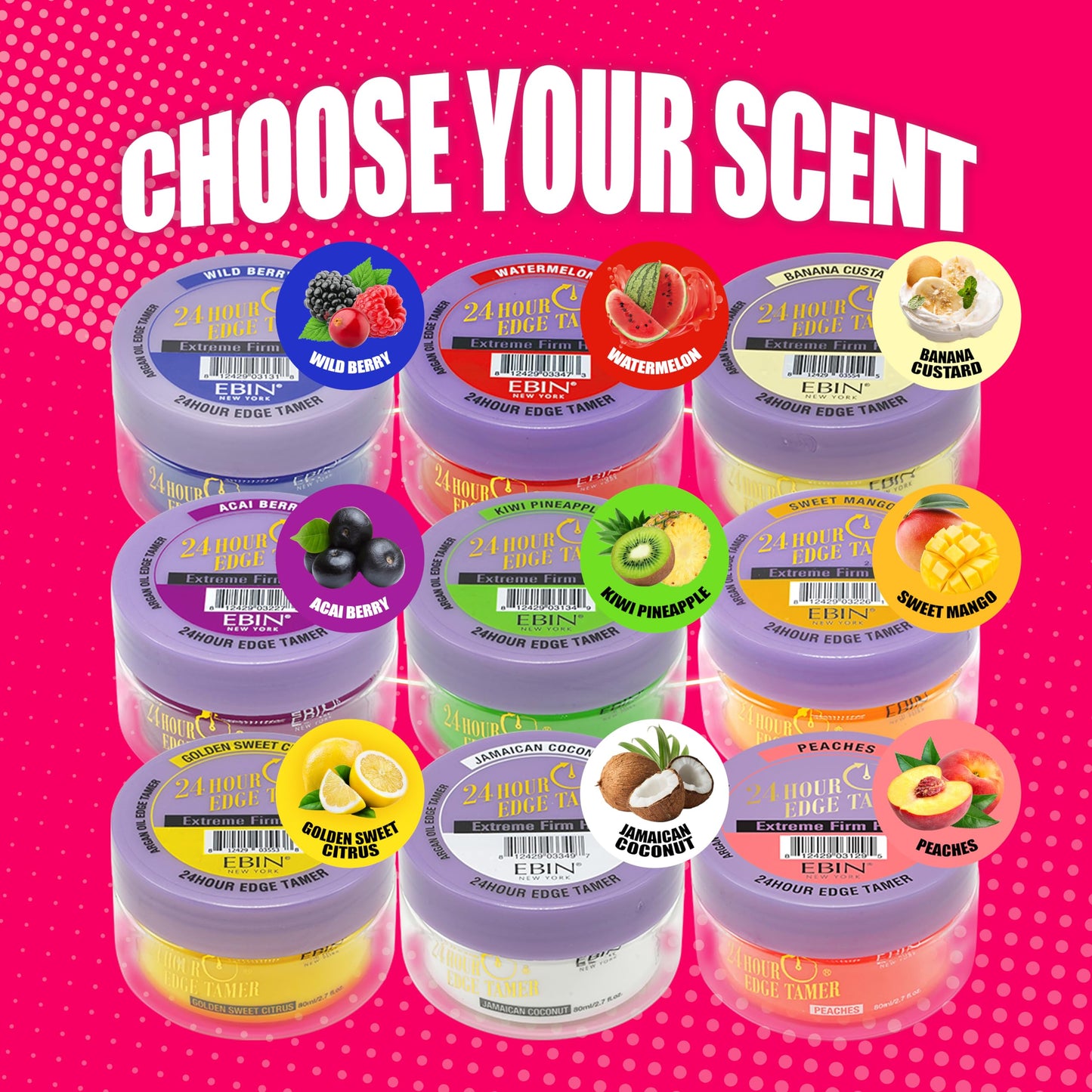 Gel coiffant Edge Tamer Refresh à l'huile d'argan 24 heures (8,25 oz/250 ml, baie d'açaï) | Tenue extrêmement ferme, lisse et dompte les frisottis | Sans desquamation ni dessèchement | Haute brillance, longue tenue, tous types de cheveux, gel coiffant.