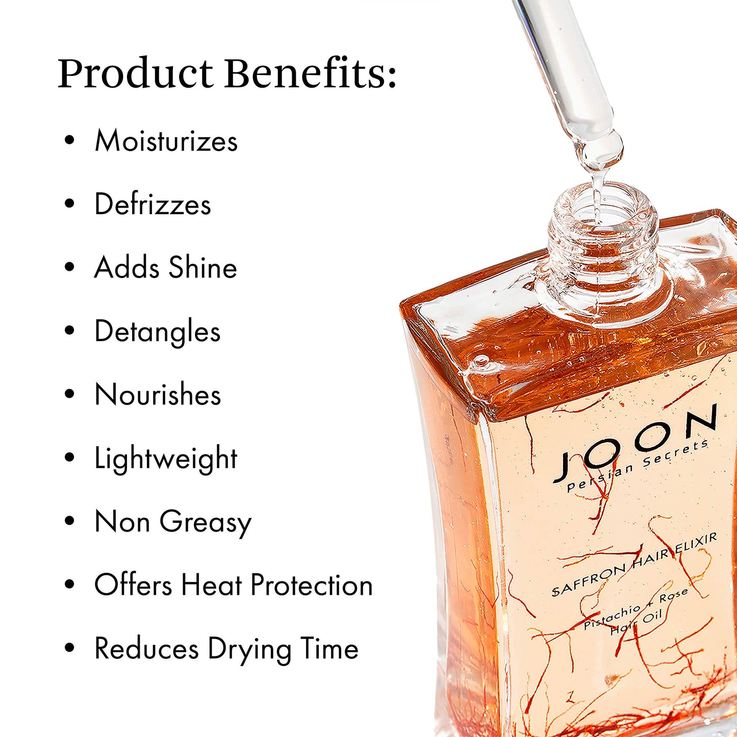 White Smoke Joon Saffron Hair Elixir Pistachio + Rose Hair Oil, 1.11 Fl. Oz.
