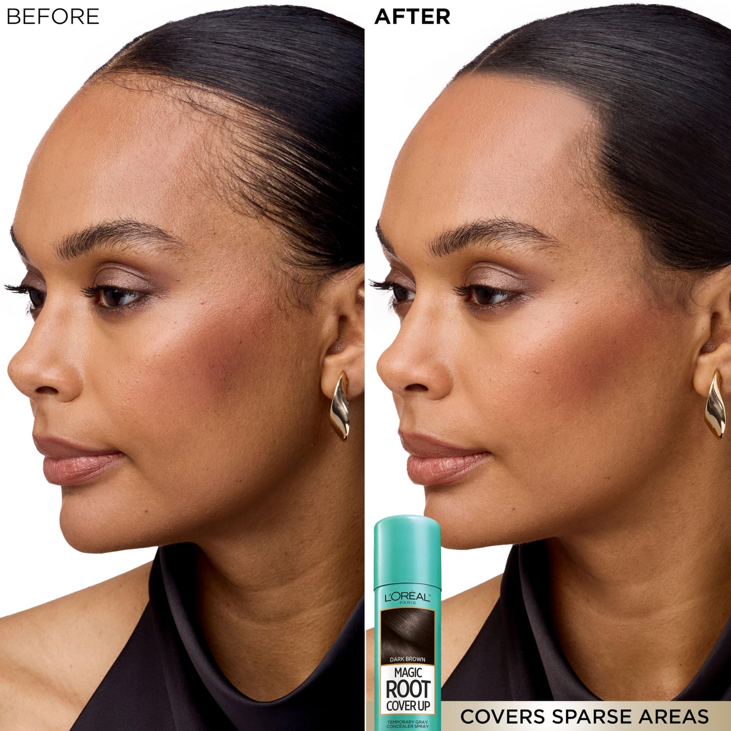 White Smoke L'Oreal Paris Root Cover Up Temporary Gray Concealer Spray, Hair Color Spray with Filling & Thickening Coverage, Dark Brown, Packaging May Vary