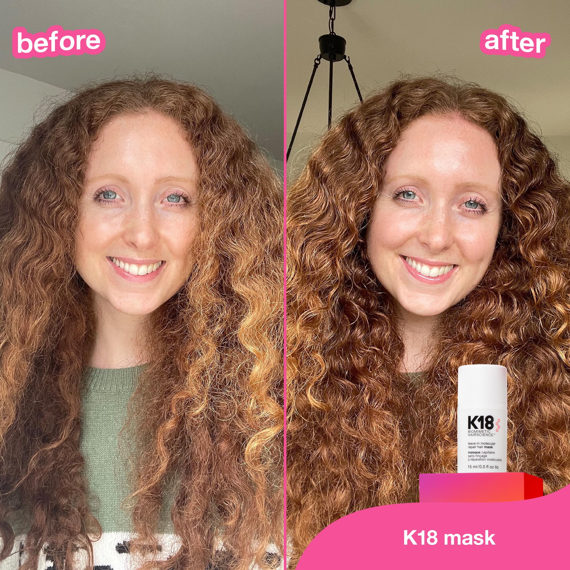 K18 Leave-In Molecular Repair Hair Mask, Patented, Lasting Repair For Dry, Frizzy, Damaged Hair, Reverse Damage In 4 Minutes From Bleach, Color, Chemical Services + Heat