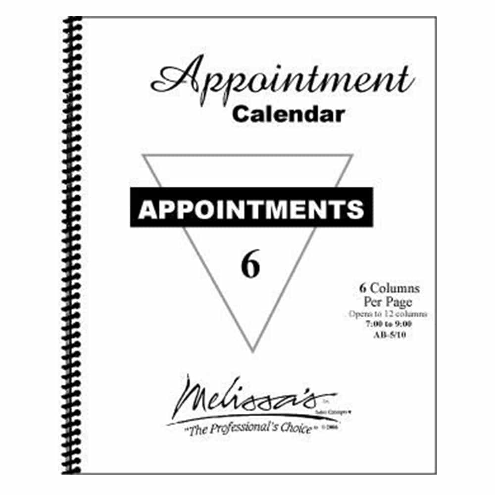 White Smoke Melissa's Appointment Calendar 6 Columns