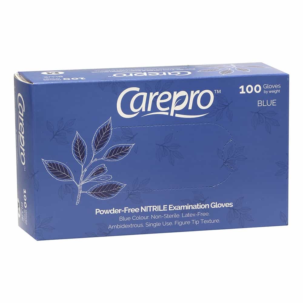 Dark Slate Blue CarePro Nitrile Powder Free Exam Gloves Blue 100PC Small