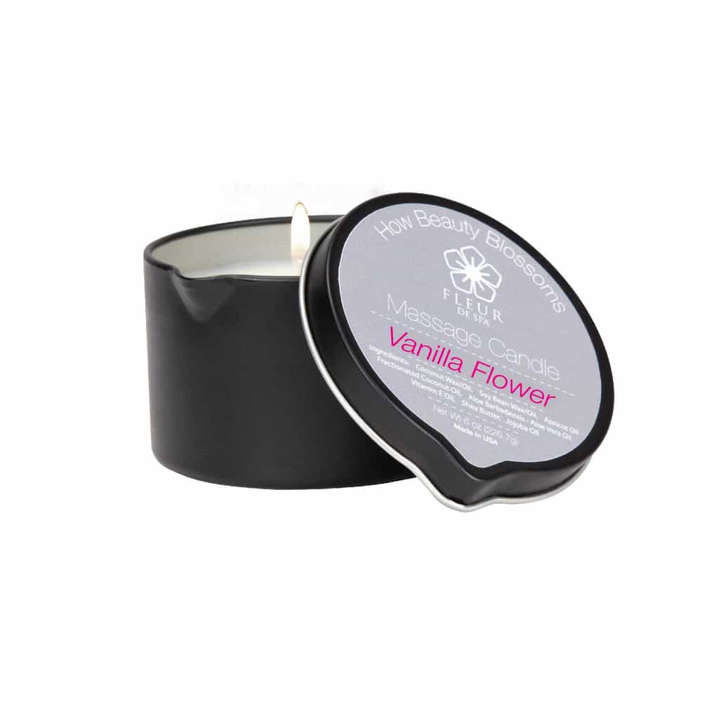 White Smoke Fleur De Spa Massage Candle 6oz Vanilla Flower CM2006/8MKSK