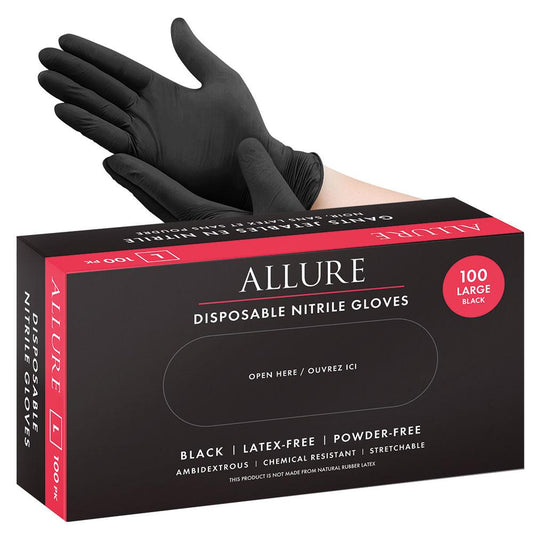 White Smoke Allure Nitrile Disposable Gloves Black 100pk - Medium