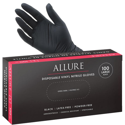 White Smoke Allure Vinyl Nitrile Gloves Black 100pk - Medium