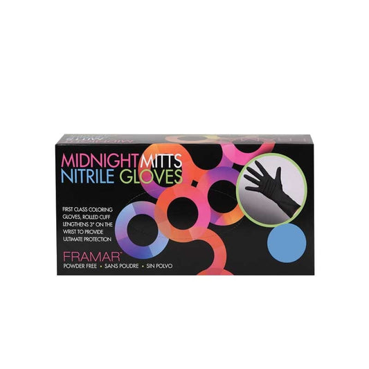 Framar  Midnight Mitts Nitrile Gloves  Large w/cuff 100/box
