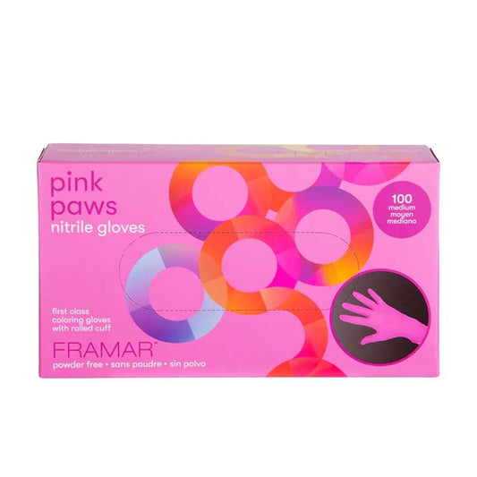 Framar  (90016) Pink Paws Nitrile Gloves  Small  100pk