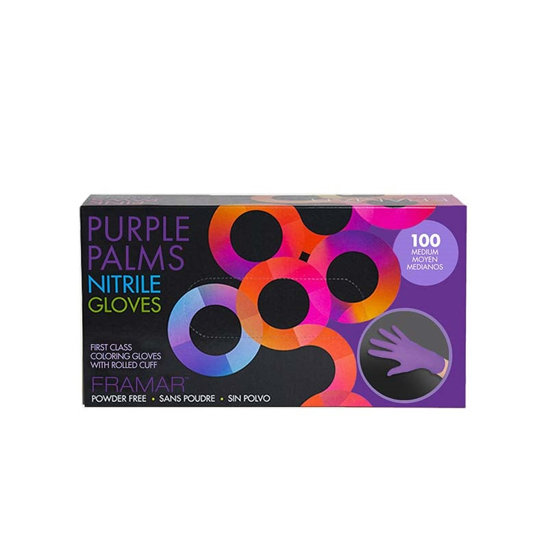 Dark Slate Gray Framar  Purple Palms Nitrile Gloves  Medium  100pk