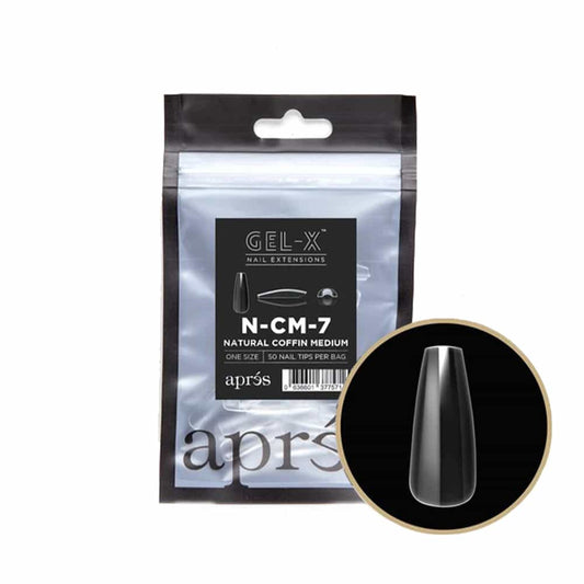 White Smoke Apres Gel-X Tips Natural Coffin Medium 50PK NCM7/37757