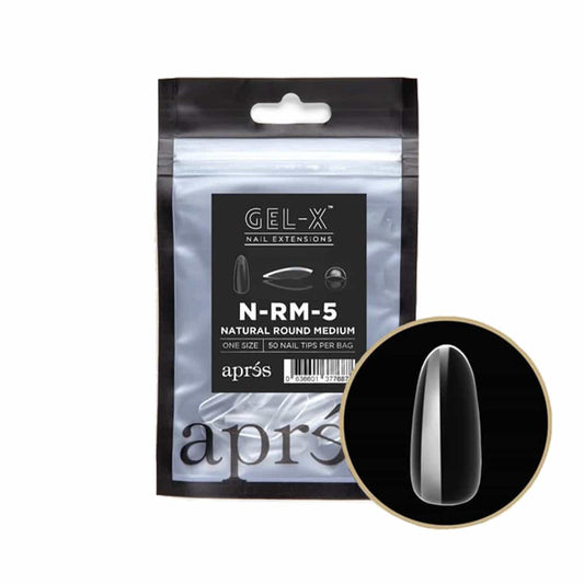 White Smoke Apres Gel-X Tips Natural Round Medium 50PK NRM5/37768