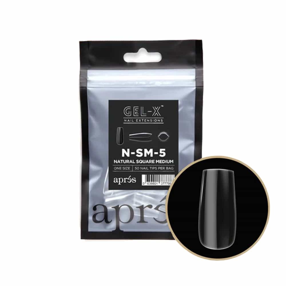 White Smoke Apres Gel-X Individual Tips Natural Square Medium 50PK NSM5