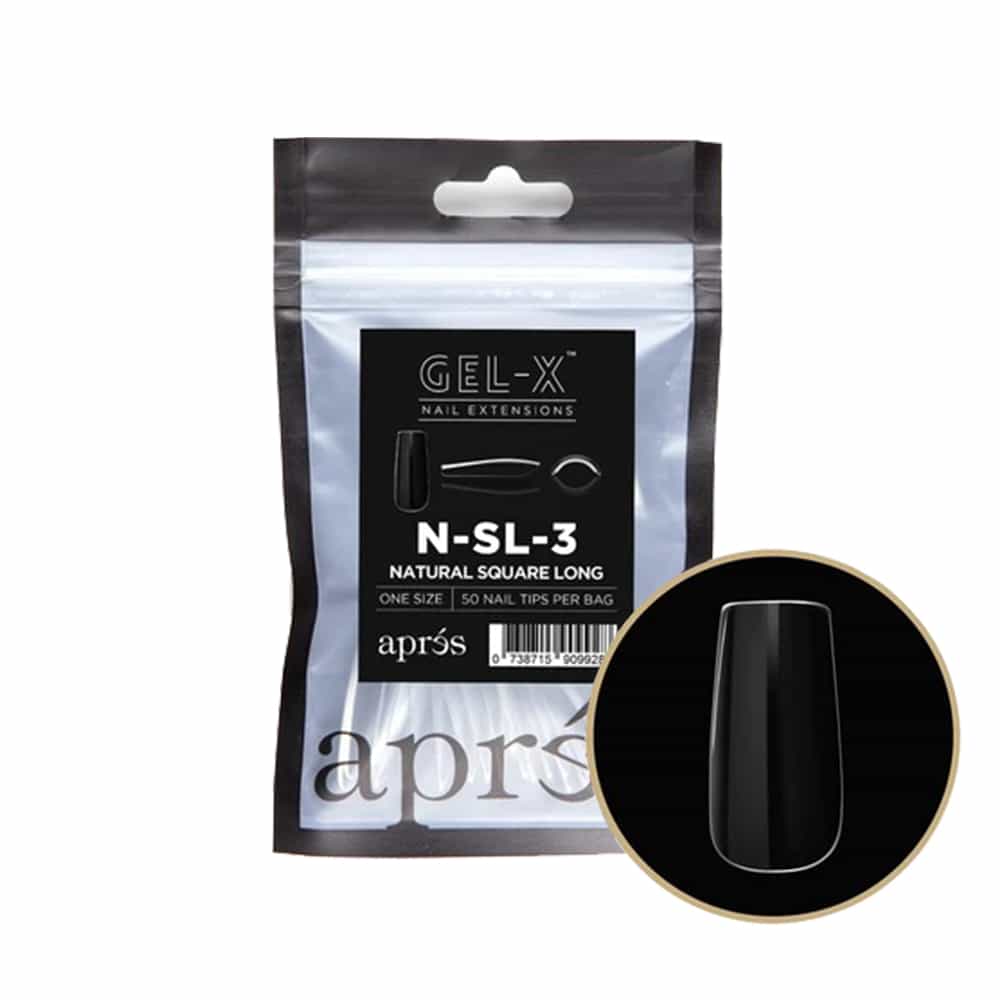 White Smoke Apres Gel-X Individual Tips Natural Square Long 50PK NSL3