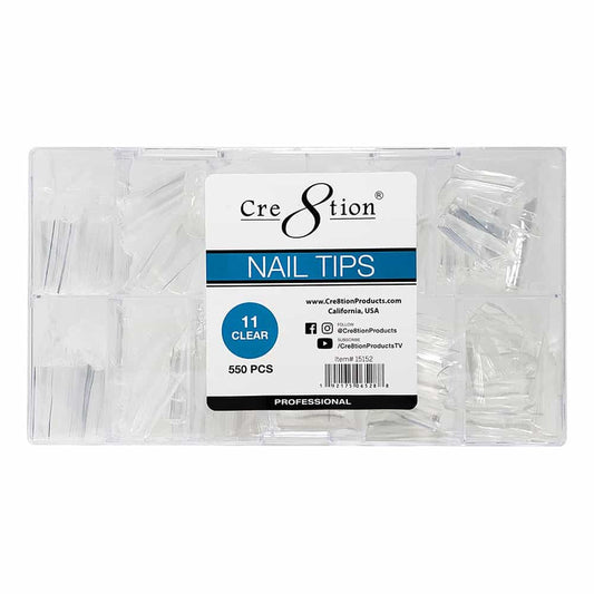 Light Gray Cre8tion Nail Tips 550 pcs 11 Clear Long Straight 15152