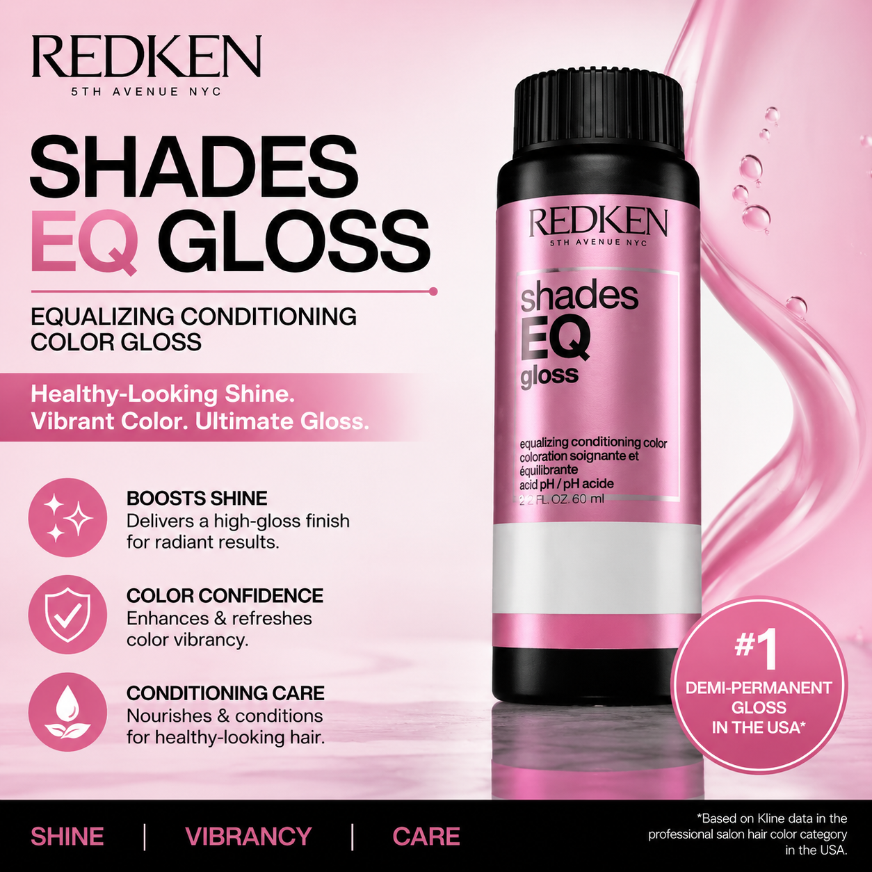 Misty Rose Redken SHADES Eq HAIR GLOSS Demi-permanent conditioning color