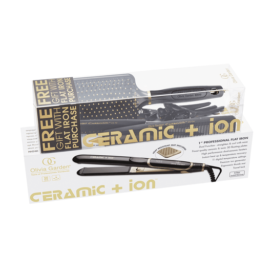 Olivia Garden Ceramic + Ion 1" Professional Flat Iron with Free Gifts 1 Kit