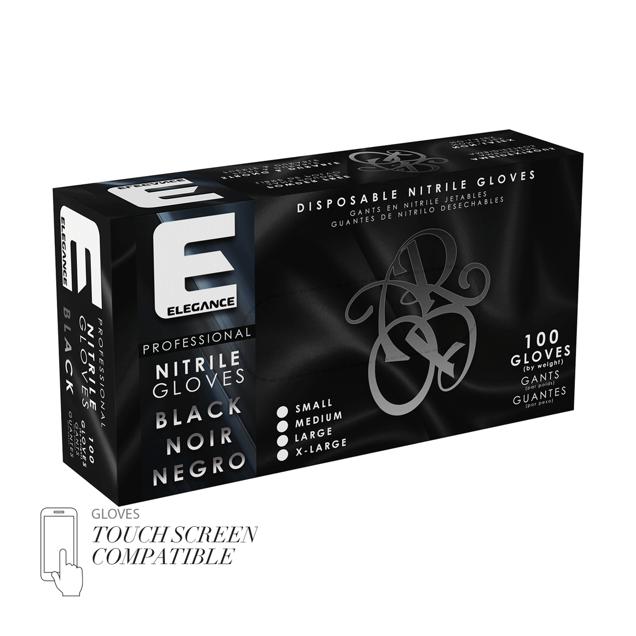 Elegance Professional Black Nitrile Gloves - Medium Medium