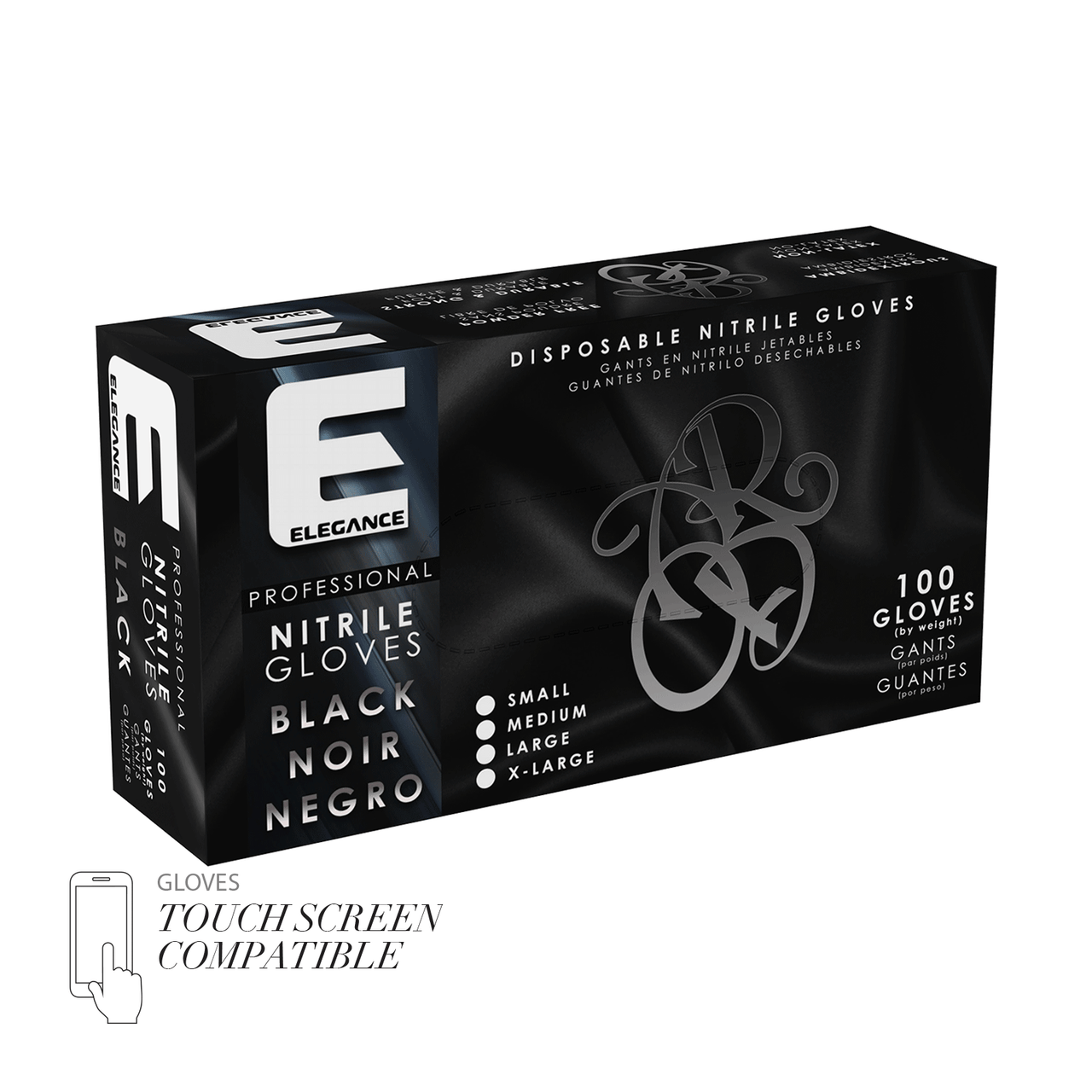 Elegance Professional Black Nitrile Gloves Small Small