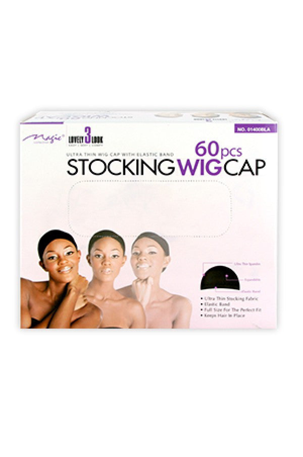 Magic Collection 01400BLA Magic Stocking Wig Cap (60pcs/box) -dz