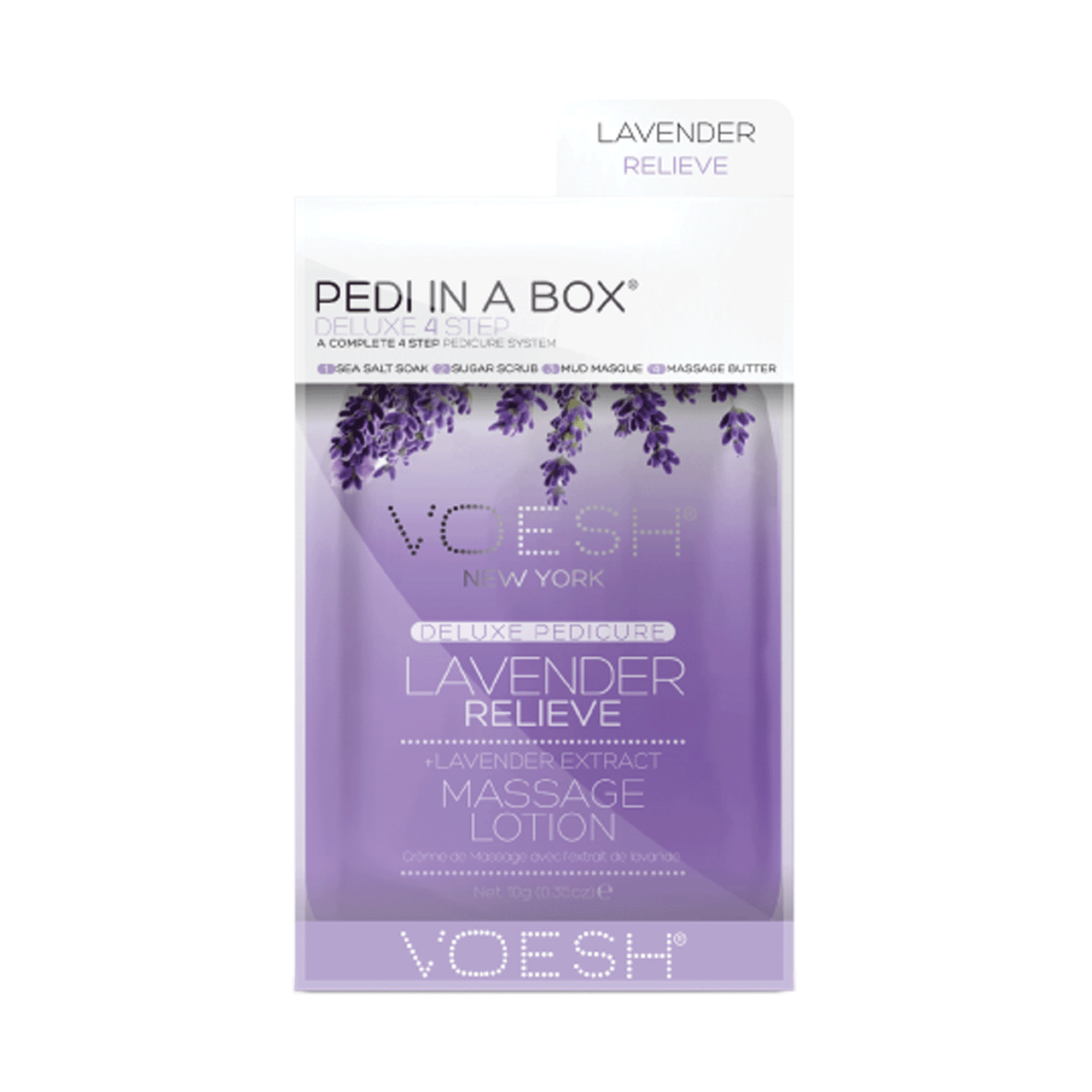 Voesh Deluxe 4-Step Pedi In A Box Lavender Relieve 1 Kit