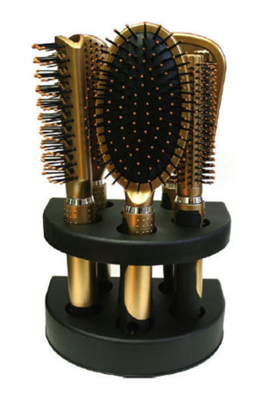 Doo-Oh 5pcs Hair Brush Set w/ Stand 0204 Gold