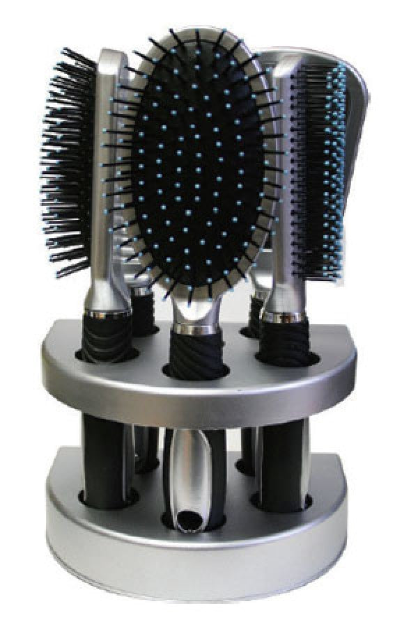 Doo-Oh 5pcs Hair Brush Set w/ Stand 0205 Silver