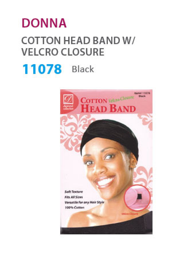11078 Donna Cotton Head Band with Velcro (Black) -dz