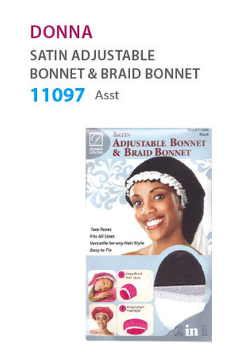 Donna Satin Adjustable Bonnet & Braid Bonnet 11097(Mix)- Dz