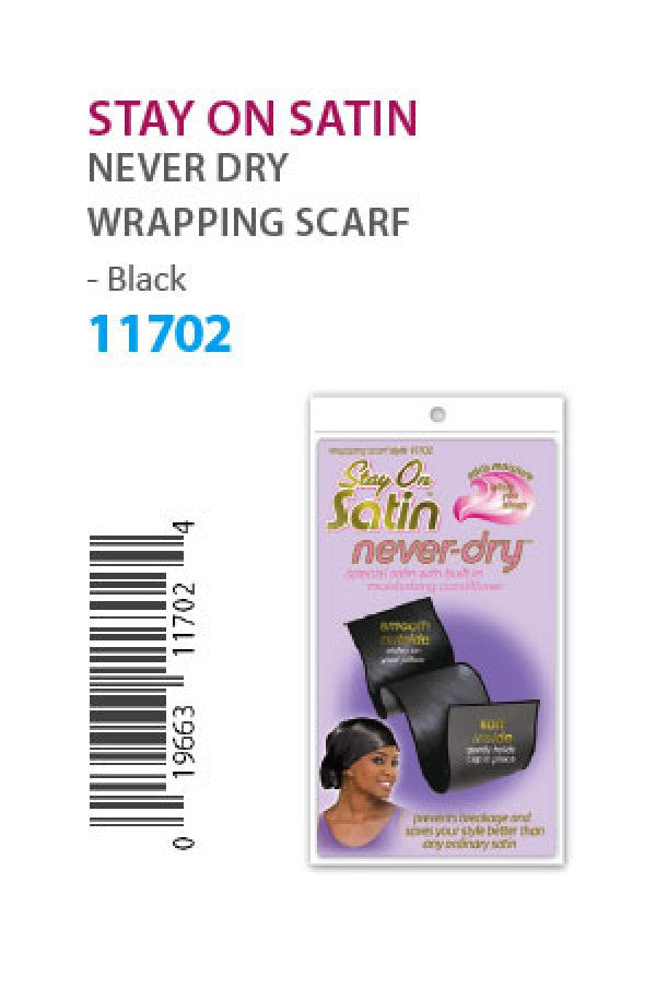 11702 Stay on Satin Never-Dry Wrapping Scarf  BK -dz