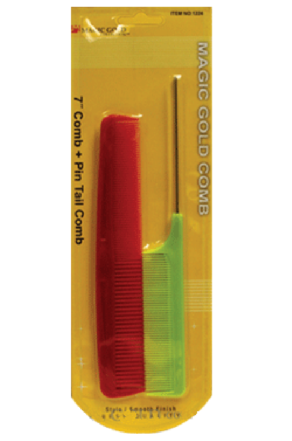 Magic Gold-1224 2pc 7" Comb + Pin Tail Comb -dz