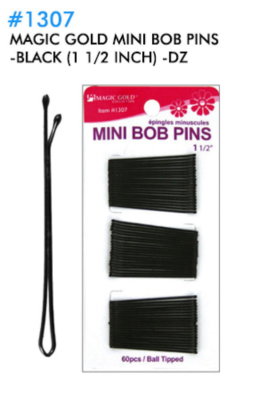 Magic Gold-1307 Mini BOB Pins - Black (1 1/2inch) -dz