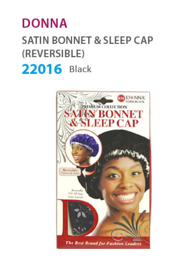 Donna Satin Bonnet & Sleep Cap (Black) 22016-dz