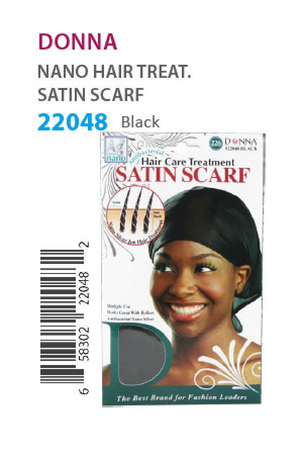 Donna Nano Hair Treat. Satin Scarf 22048 Black - dz