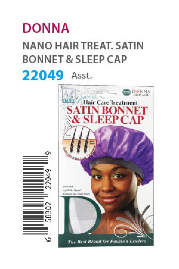 Donna Nano Hair Treat. Satin Bonnet&Sleep Cap 22049 Asst.-dz