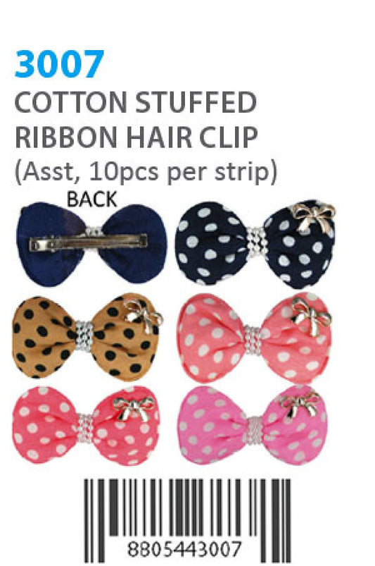 Cotton Stuffed Ribbon Hair Clip (10pcs/strip) 3007 - strip