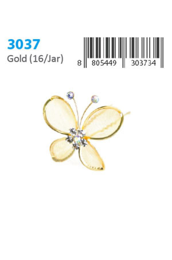 Stone Hair Pin (12/jar) 3037 Gold - jar