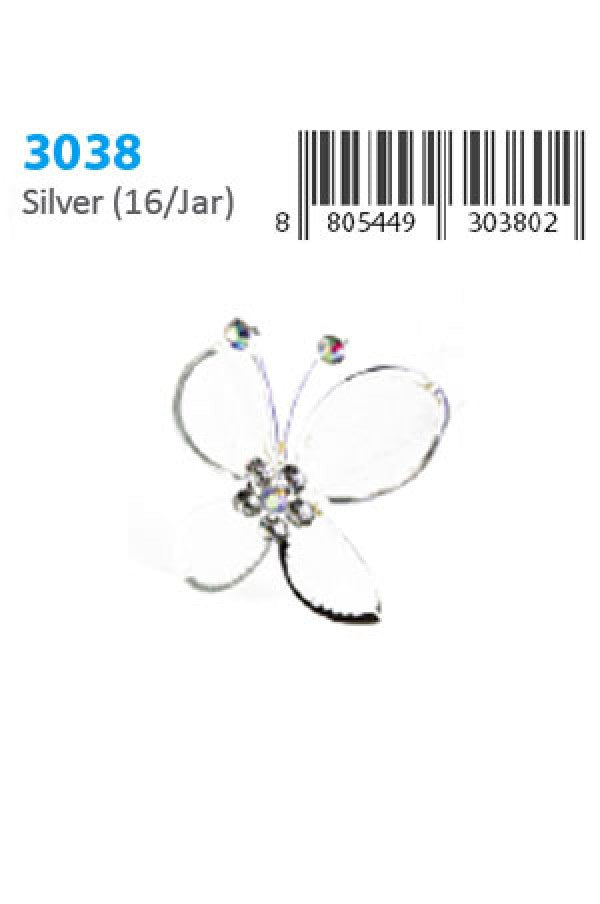 Stone Hair Pin (12/jar) 3038 Silver - jar