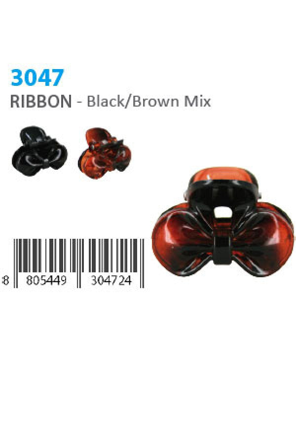 Mini Butterfly Clip (Ribbon, 12pc/pk) 3047 Black/Brown -dz