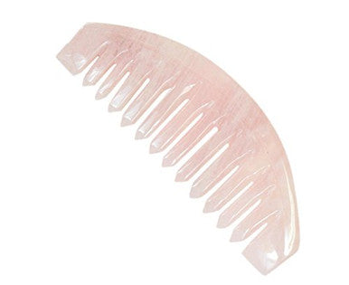 Gemstone Yoni Rose Quartz Crystal Comb - Rounded, 3"