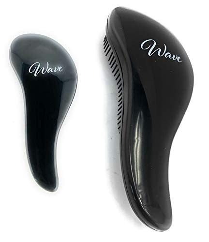 GBS Wave Detangling Brush - Wet Glide Thru Hair Brush, Professional No Pain Detangler for Women, Men, and Kids! For Curly, Wavy, Thick, Thin, Wet, Dry and Straight Hair - Black