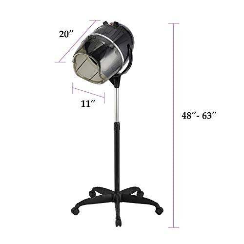 Y-NOT Professional Adjustable Hooded Stand Up Hair Bonnet Dryer, Floor Rolling Base with Wheels for Beauty Salon Equipment Home