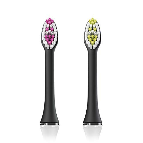 Acteh Toothbrush Heads for Sonic Edge, JetWave, JetUV and eBrush toothbrush models (Black Purple/Black Yellow)