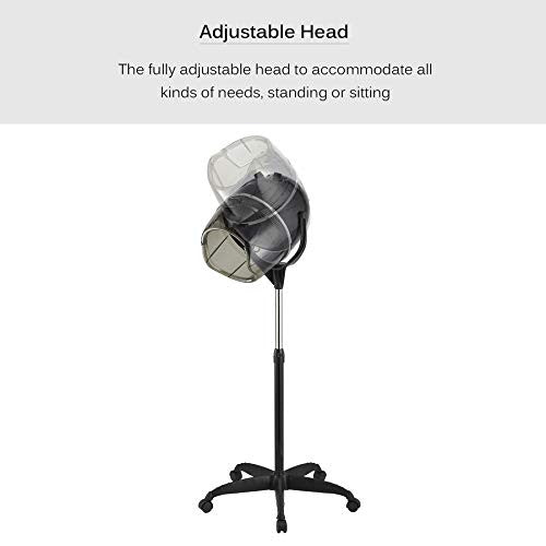 Y-NOT Professional Adjustable Hooded Stand Up Hair Bonnet Dryer, Floor Rolling Base with Wheels for Beauty Salon Equipment Home