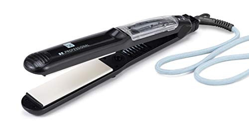 Be Professional Vapor Hair Straightener Flat Iron for Hair 1.25" Ceramic Premium Argan Infusion Steamliner - Dual Voltage Straightening Irons with Argan Refill Bundle - Planchas De Cabello