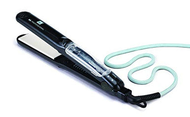 Be Professional Vapor Hair Straightener Flat Iron for Hair 1.25" Ceramic Premium Argan Infusion Steamliner - Dual Voltage Straightening Irons with Argan Refill Bundle - Planchas De Cabello