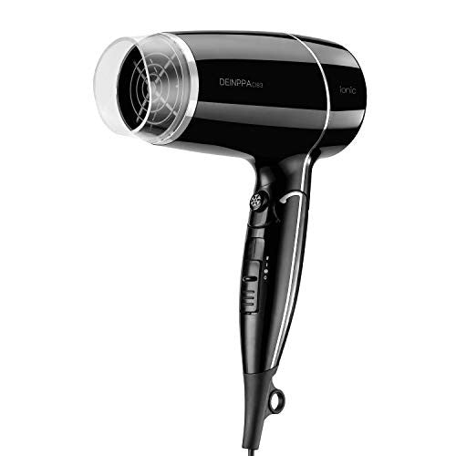 Deinppa Ionic Travel Hair Dryer Compact 1875 Watt Lightweight Blow Dryer with Folding Handle