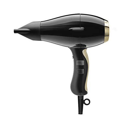 Elchim 3900 Healthy Ionic Hair Dryer, Special Edition Black/Gold Color: Professional Ceramic and Ionic Blow Dryer - 2000 Watt | 2 Concentrators Included | Fast Drying, Quiet, and Lightweight