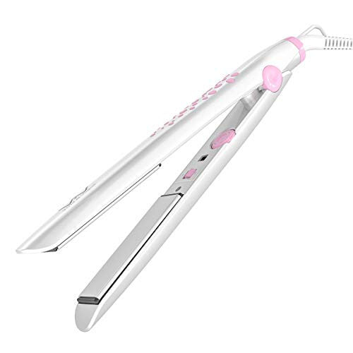 直发器 电气石陶瓷 2 合 1 平板夹 自动关闭 3 档温度控制 1 英寸珍珠白 加 2 个沙龙夹